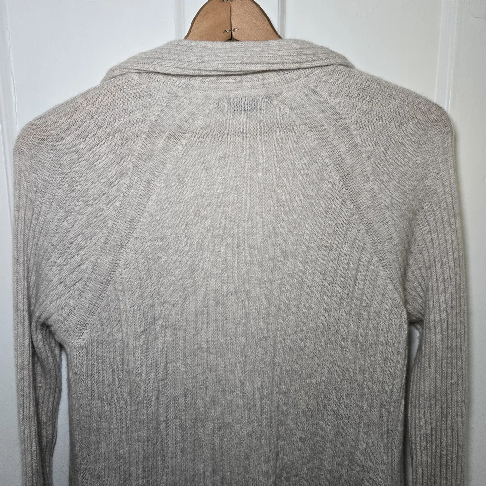 Alashan Womens Cashmere Open Front Cardigan Size L Cream Quiet Luxury Minimalist - Picture 9 of 14